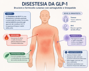 disestesia GLP-1 semaglutide tirzepatide bruciore formicolio cutaneo