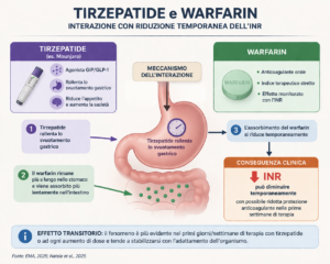 tirzepatide warfarin INR interazione e riduzione temporanea dell’assorbimento del warfarin
